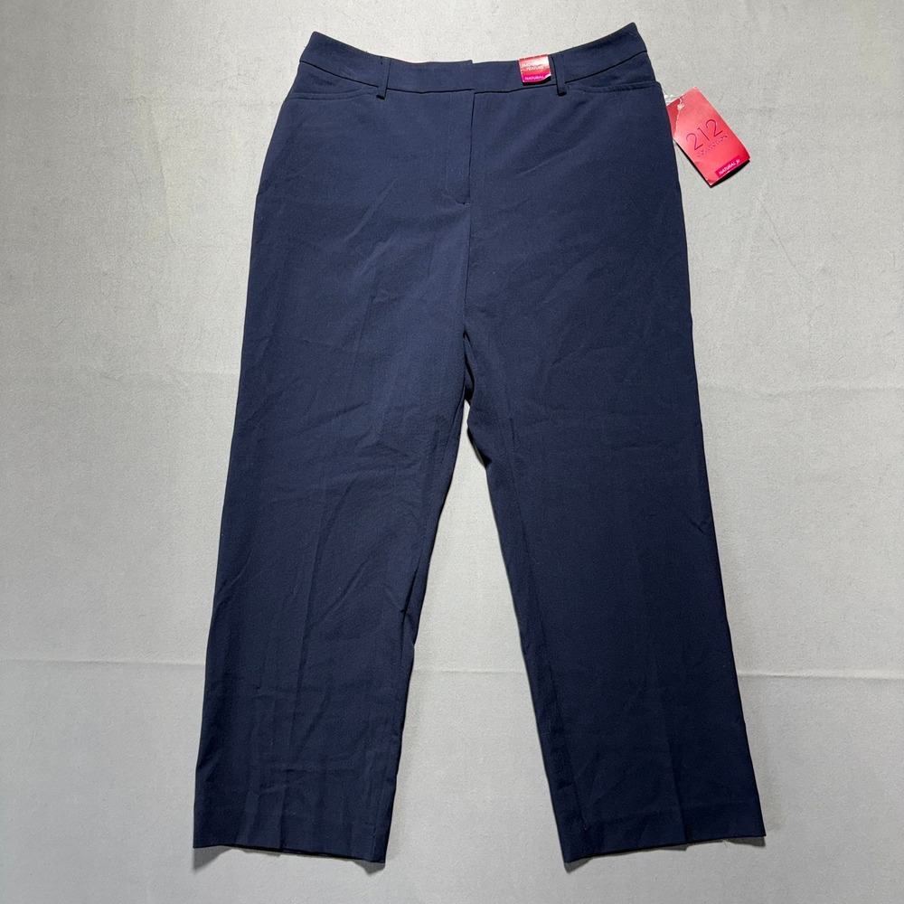 212 Collection Womens Dress Pants 12P Short Navy Blue Straight Leg Natural Fit